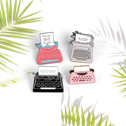 Foreign Trade Cross-Border New Product Brooch Cartoon Enamel Typewriter Retro Punk Fax Machine Brooch Halloween Gift 16161191