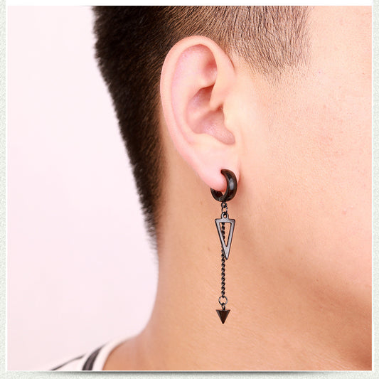 Stud Earrings Stainless Steel Men's Black Clip Punk Earrings Titanium 1616149588866