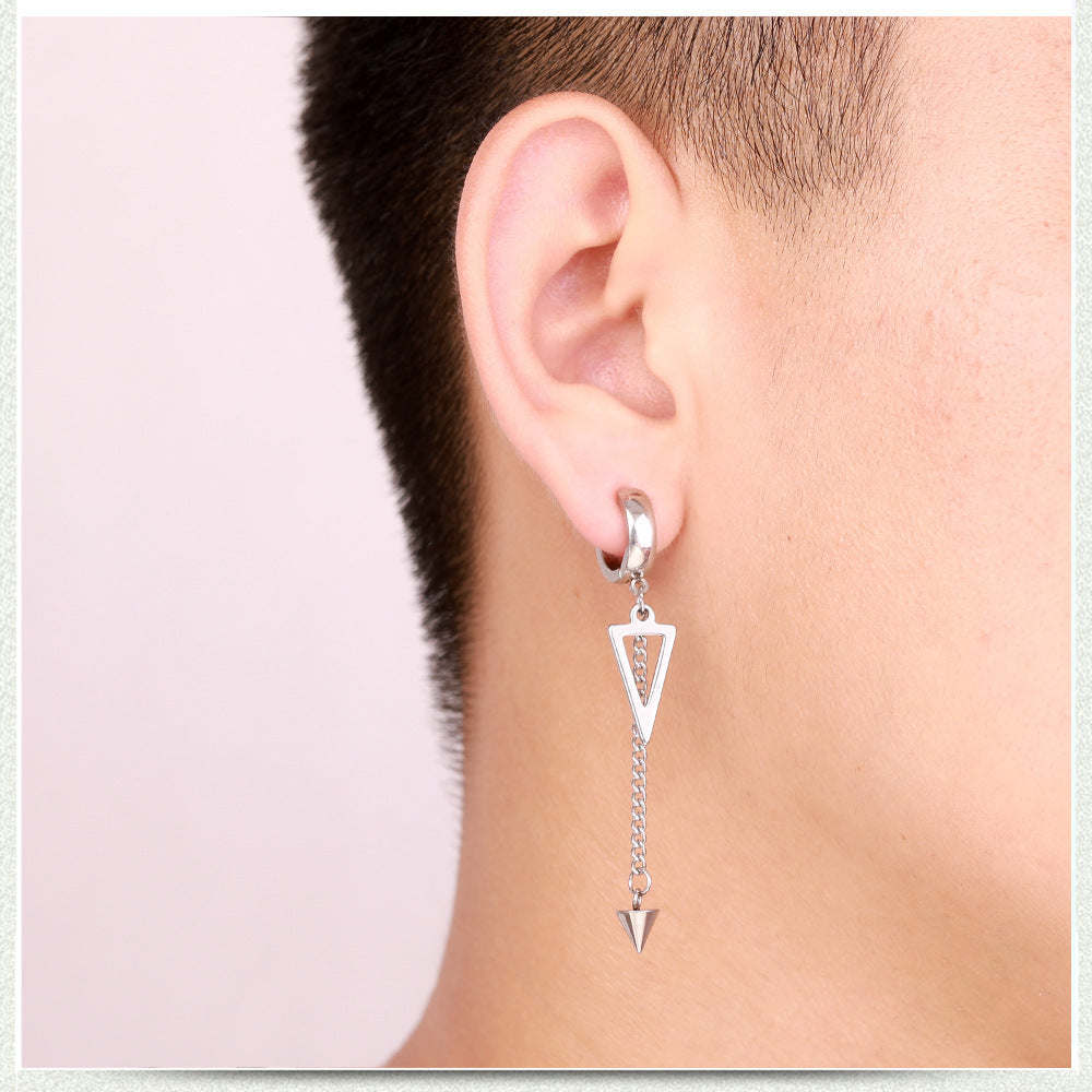 Stud Earrings Stainless Steel Men's Black Clip Punk Earrings Titanium 1616149594065