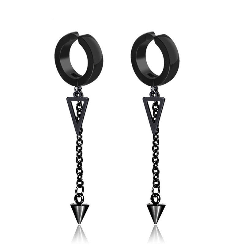 Stud Earrings Stainless Steel Men's Black Clip Punk Earrings Titanium 1616149594085