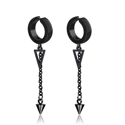 Stud Earrings Stainless Steel Men's Black Clip Punk Earrings Titanium 1616149594085