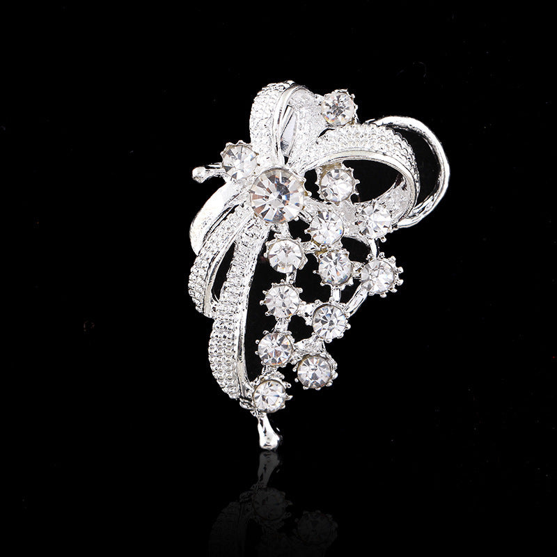 Delicate Pearl And Diamond Shawl Buckle Pin 1616475385428