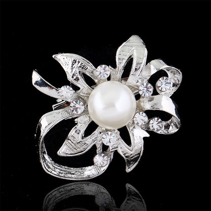Delicate Pearl And Diamond Shawl Buckle Pin 1616475385454