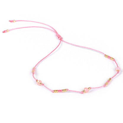 Bohemian Holiday Style Anklet Color Rice Bead Wax Thread Beaded Anklet