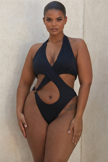 European and American Fashion One-piece Sexy Slim Solid Color Swimsuit 1616555501035