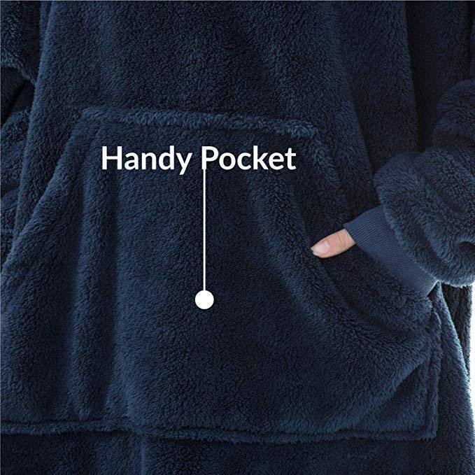 Hoodie Sweatshirt With Big Pocket Tops Sweater Comfortable Loose Double-Sided Fleece Thicker Wearable Blanket 1616564814279