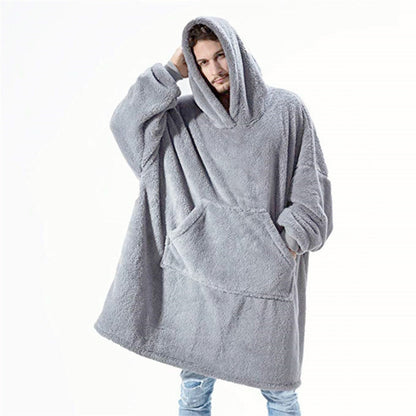 Hoodie Sweatshirt With Big Pocket Tops Sweater Comfortable Loose Double-Sided Fleece Thicker Wearable Blanket 1616564814283
