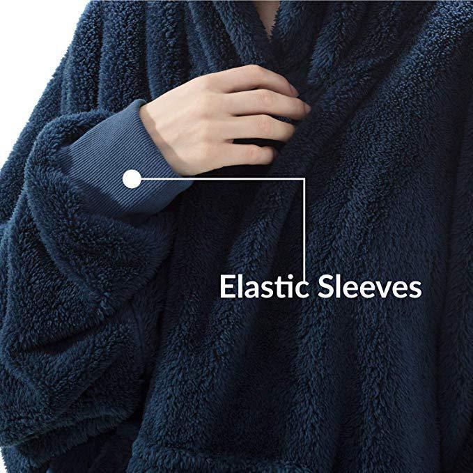 Hoodie Sweatshirt With Big Pocket Tops Sweater Comfortable Loose Double-Sided Fleece Thicker Wearable Blanket 1616564814289
