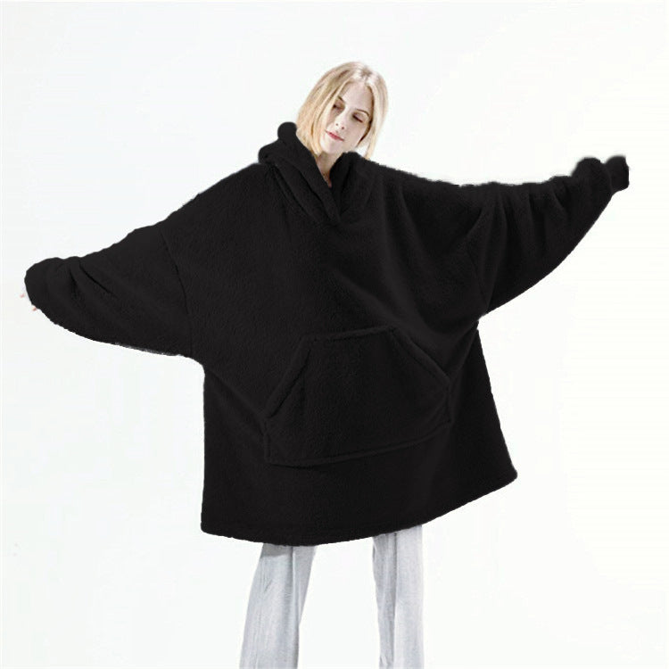 Hoodie Sweatshirt With Big Pocket Tops Sweater Comfortable Loose Double-Sided Fleece Thicker Wearable Blanket 1616564814569