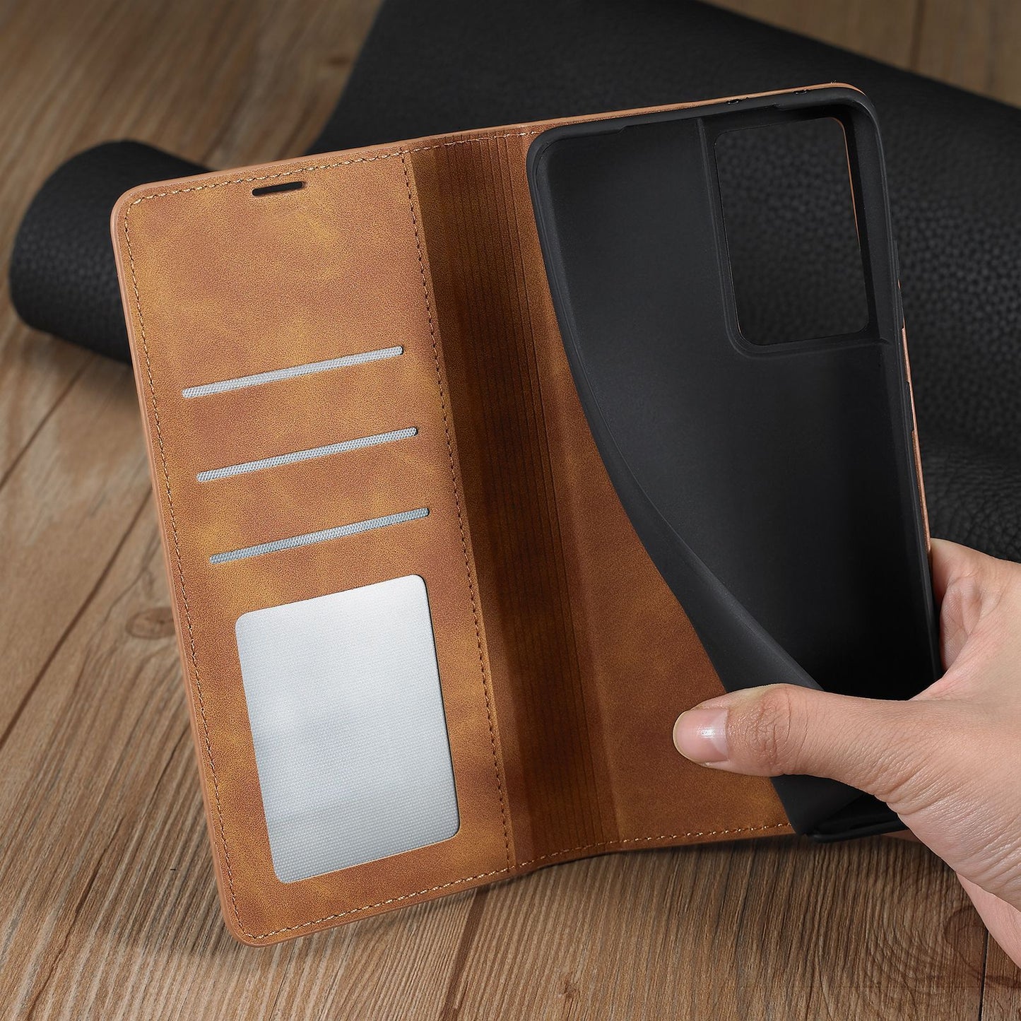 Suitable For  Skin-Sensing Mobile Phone Case Wallet Card Holster Flip Cover Case - 图片 3