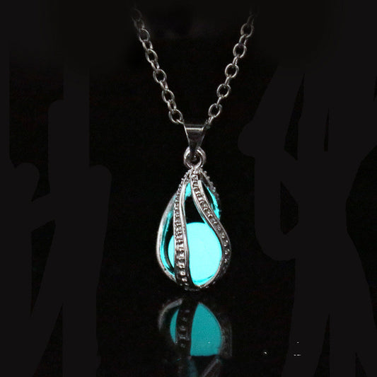 Gifts For Girlfriends And Girlfriends Luminous Pendant Spiral Openable Hollow Necklace Luminous Beads Pendant Moonstone 16167