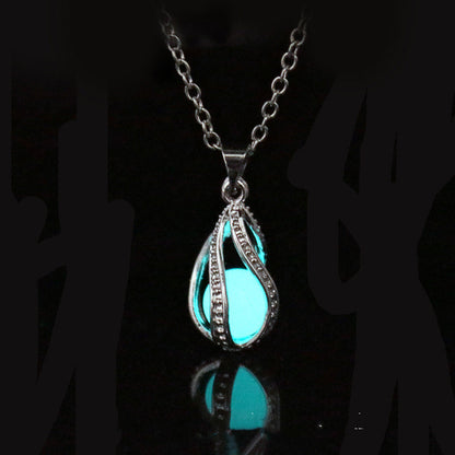 Gifts For Girlfriends And Girlfriends Luminous Pendant Spiral Openable Hollow Necklace Luminous Beads Pendant Moonstone 16167