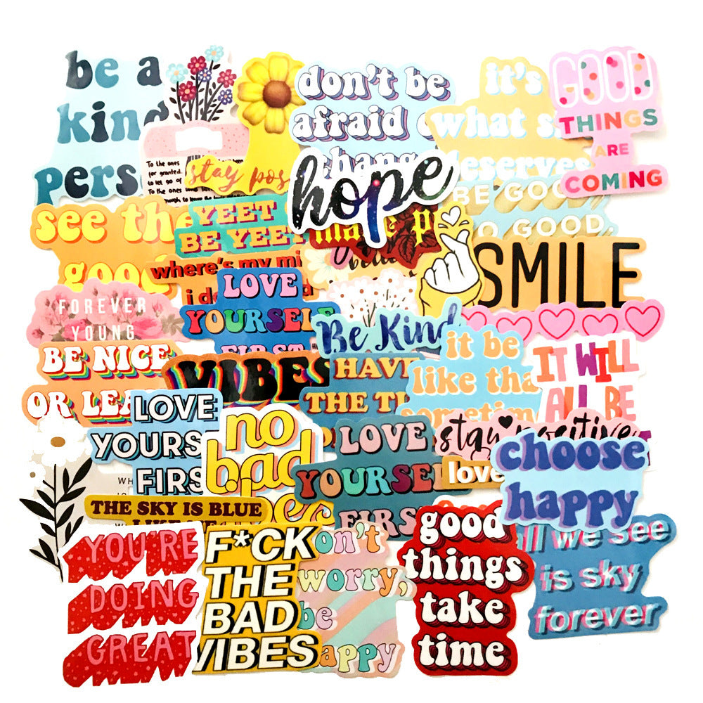 40 Inspirational English Graffiti Stickers Trolley Case Laptop Stickers Cartoon Series Waterproof Stickers - HD Wireless Product #5
