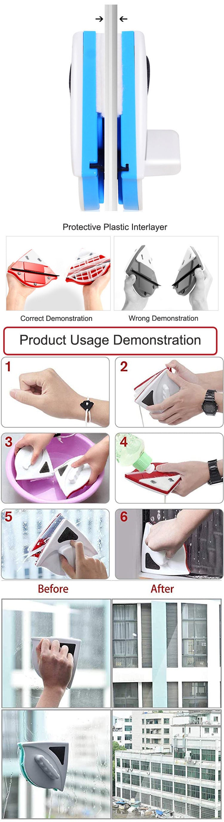 Wipe Glass Artifact Double-layer Strong Magnetic Glass Wiper Cleaning Tool 1617088974907