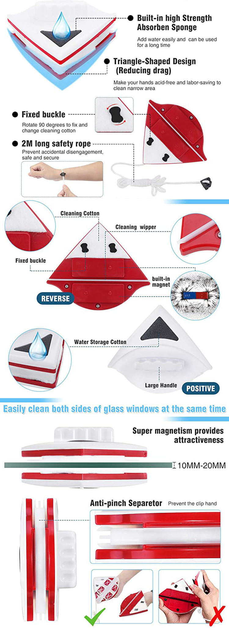 Wipe Glass Artifact Double-layer Strong Magnetic Glass Wiper Cleaning Tool 1617088974908
