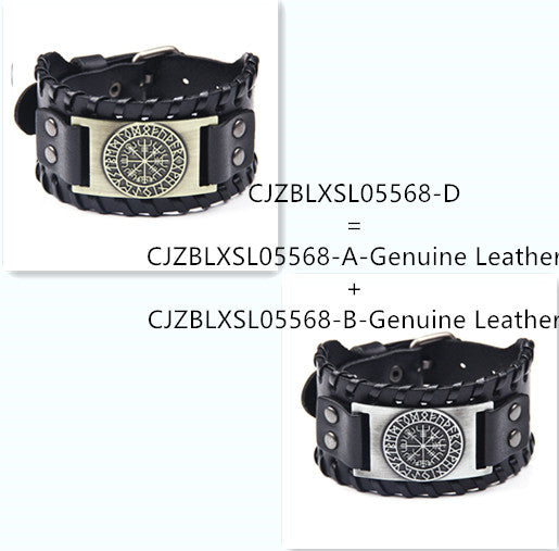Men's wide leather bracelet 1617095175604