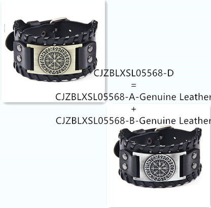 Men's wide leather bracelet 1617095175604