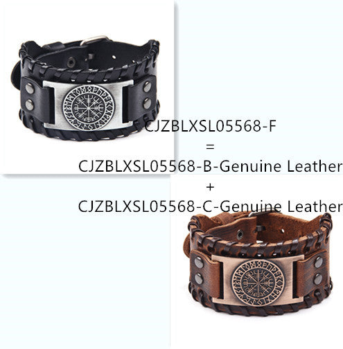 Men's wide leather bracelet 1617095175610