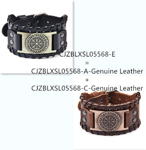 Men's wide leather bracelet 1617095175621