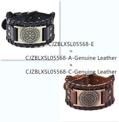 Men's wide leather bracelet 1617095175621
