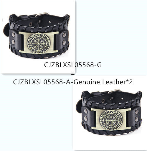 Men's wide leather bracelet 1617095175624