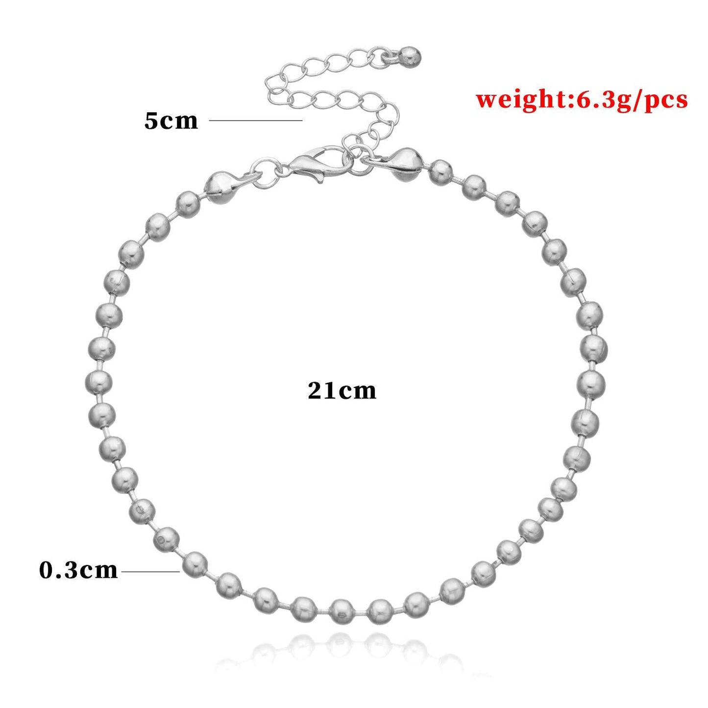 Amazon Hot Sale Round Bead Chain Anklet Women