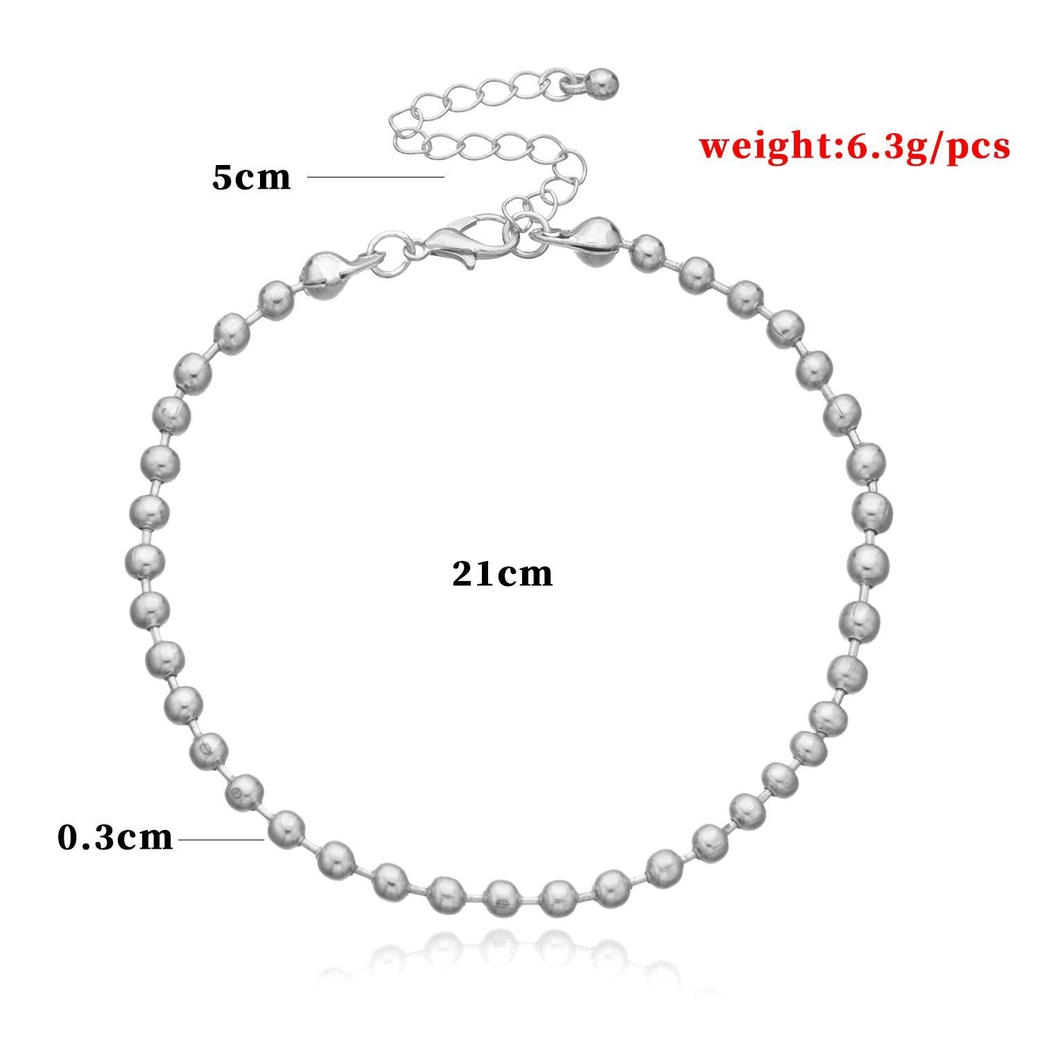 Amazon Hot Sale Round Bead Chain Anklet Women