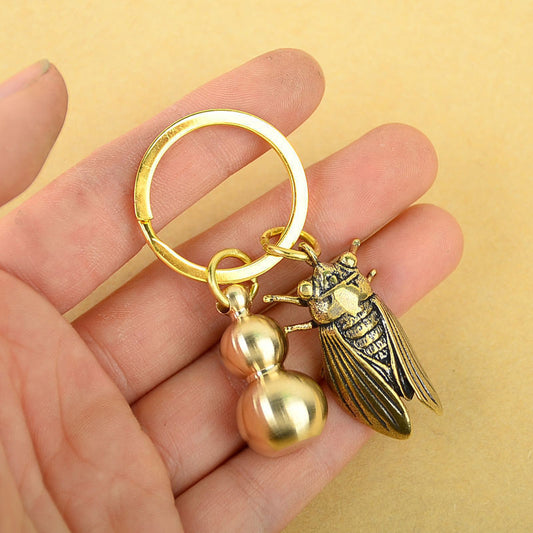 Brass Five Emperor Money Gourd Keychain Pendant 1617170482000
