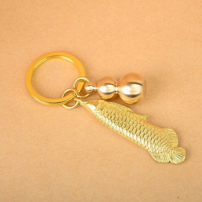 Brass Five Emperor Money Gourd Keychain Pendant 1617170482014