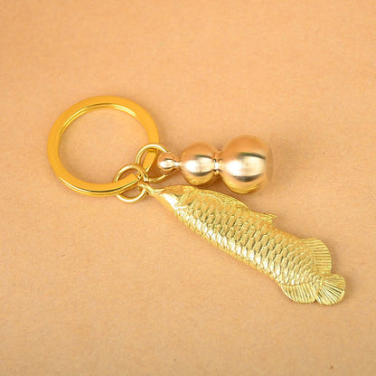 Brass Five Emperor Money Gourd Keychain Pendant 1617170482014