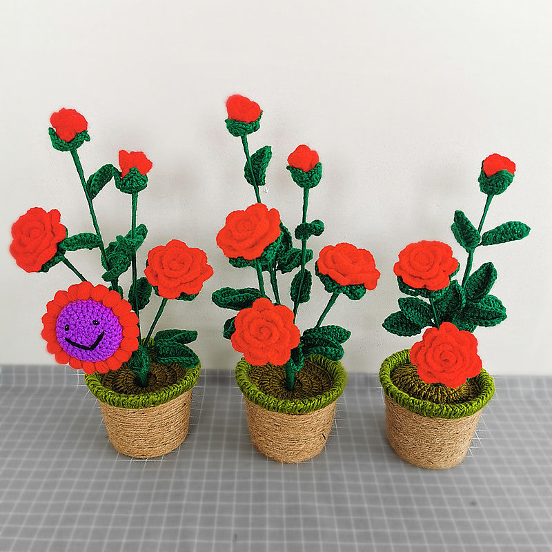 Handmade Sunflower Rose Flower Plush Plant Home Bedroom Decoration Christmas Valentine's Day Gift 1617256587449