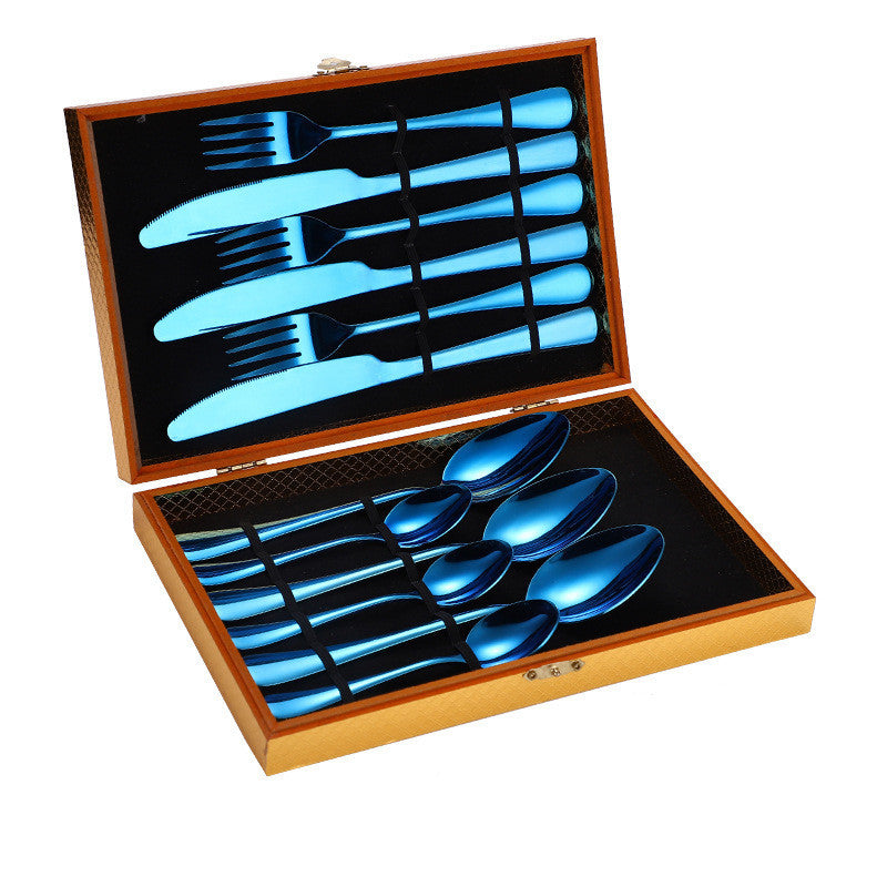 Stainless Steel Steak Cutlery Set Western Cutlery Cutlery Set Gift Box Wooden Box Cutlery 1617256597469