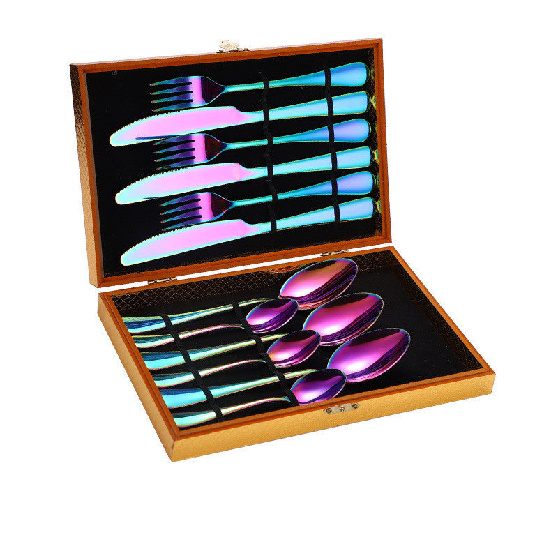 Stainless Steel Steak Cutlery Set Western Cutlery Cutlery Set Gift Box Wooden Box Cutlery 1617256597473