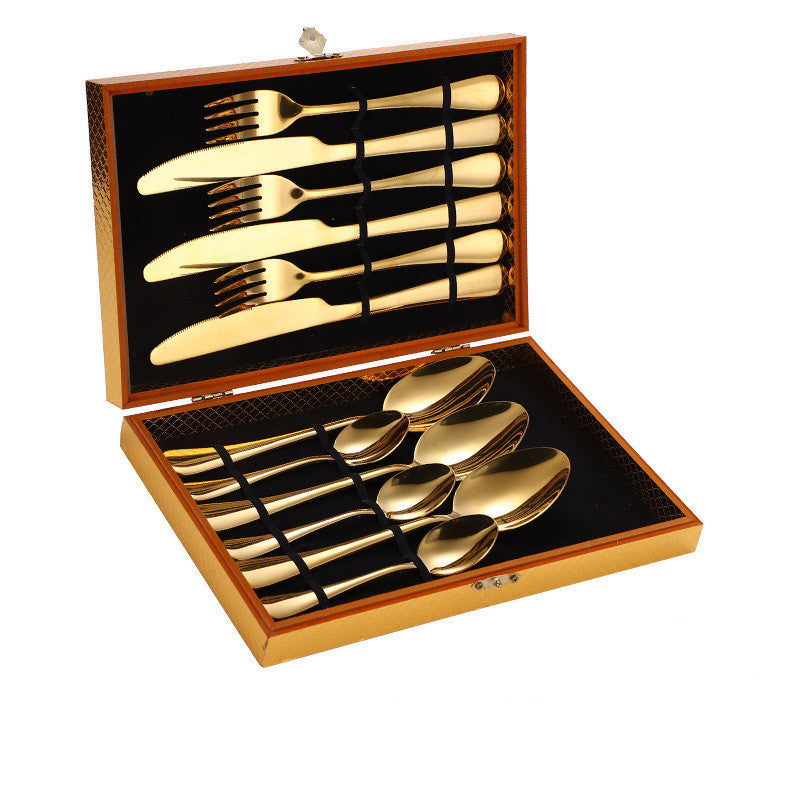 Stainless Steel Steak Cutlery Set Western Cutlery Cutlery Set Gift Box Wooden Box Cutlery 1617256597474