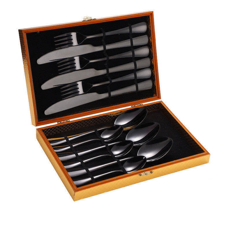 Stainless Steel Steak Cutlery Set Western Cutlery Cutlery Set Gift Box Wooden Box Cutlery 1617256597475