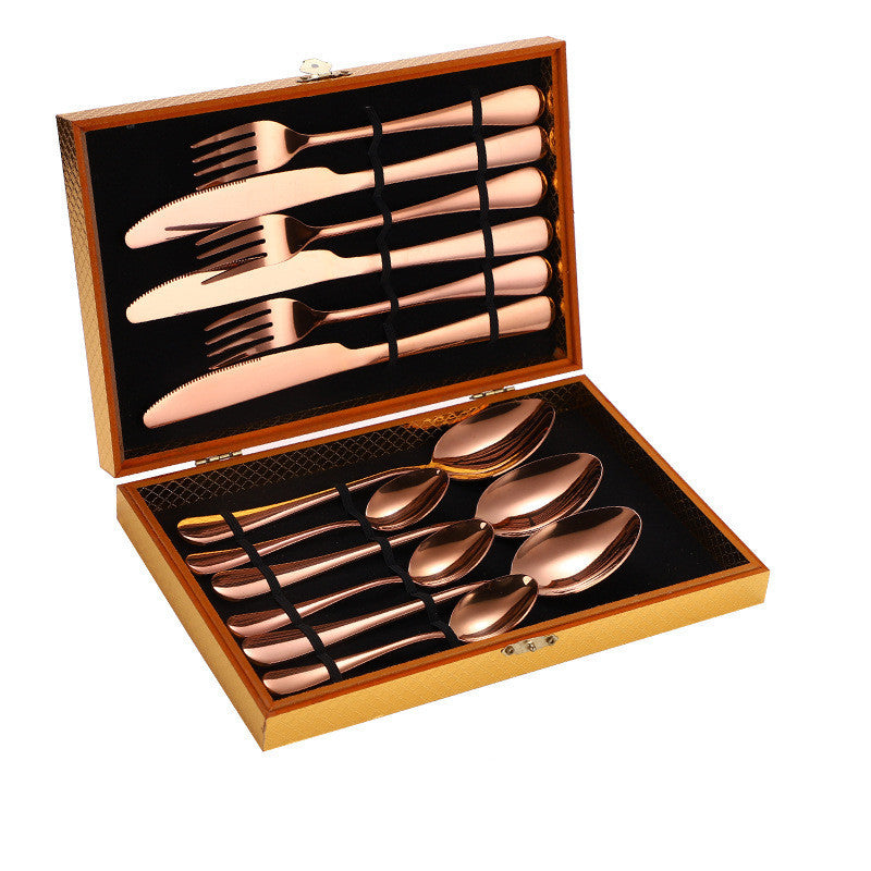 Stainless Steel Steak Cutlery Set Western Cutlery Cutlery Set Gift Box Wooden Box Cutlery 1617256597494