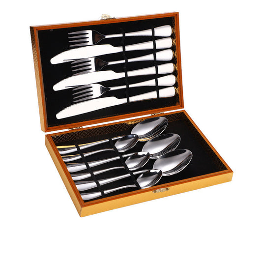 Stainless Steel Steak Cutlery Set Western Cutlery Cutlery Set Gift Box Wooden Box Cutlery 1617256597498