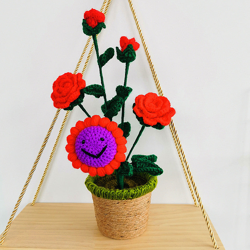 Handmade Sunflower Rose Flower Plush Plant Home Bedroom Decoration Christmas Valentine's Day Gift 1617256712647