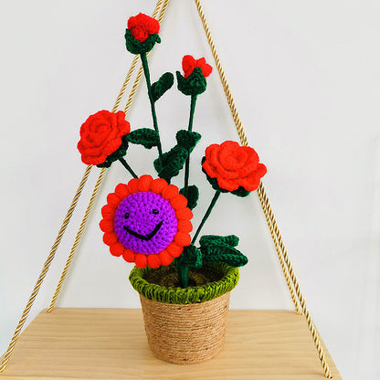 Handmade Sunflower Rose Flower Plush Plant Home Bedroom Decoration Christmas Valentine's Day Gift 1617256712647