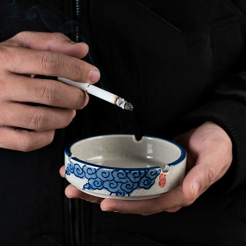 Hand-painted Creative Personality Underglaze Ceramic Round Japanese Dining Table Ashtray Set 1617260654539