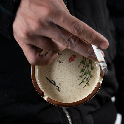 Hand-painted Creative Personality Underglaze Ceramic Round Japanese Dining Table Ashtray Set 1617260654541