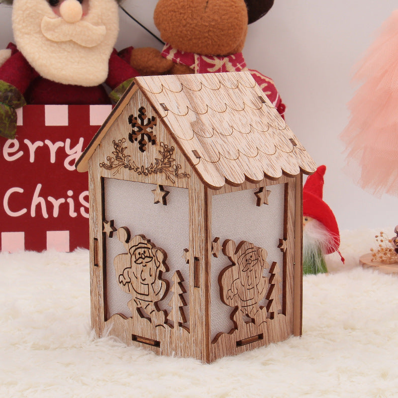 Creative Small Wooden House Christmas Decorations 1617341377057