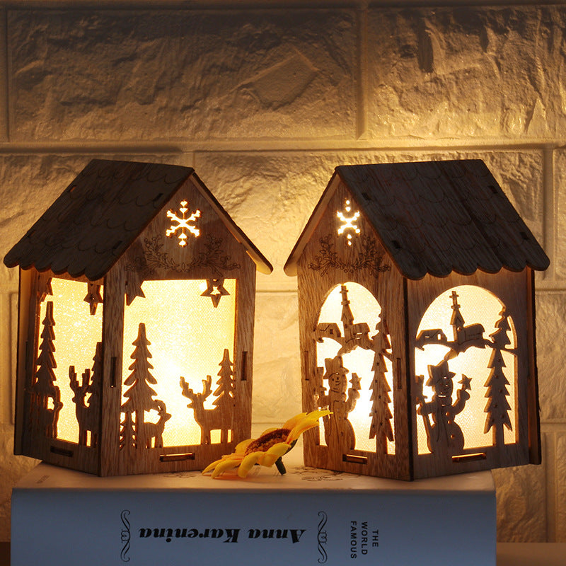 Creative Small Wooden House Christmas Decorations 1617341377059