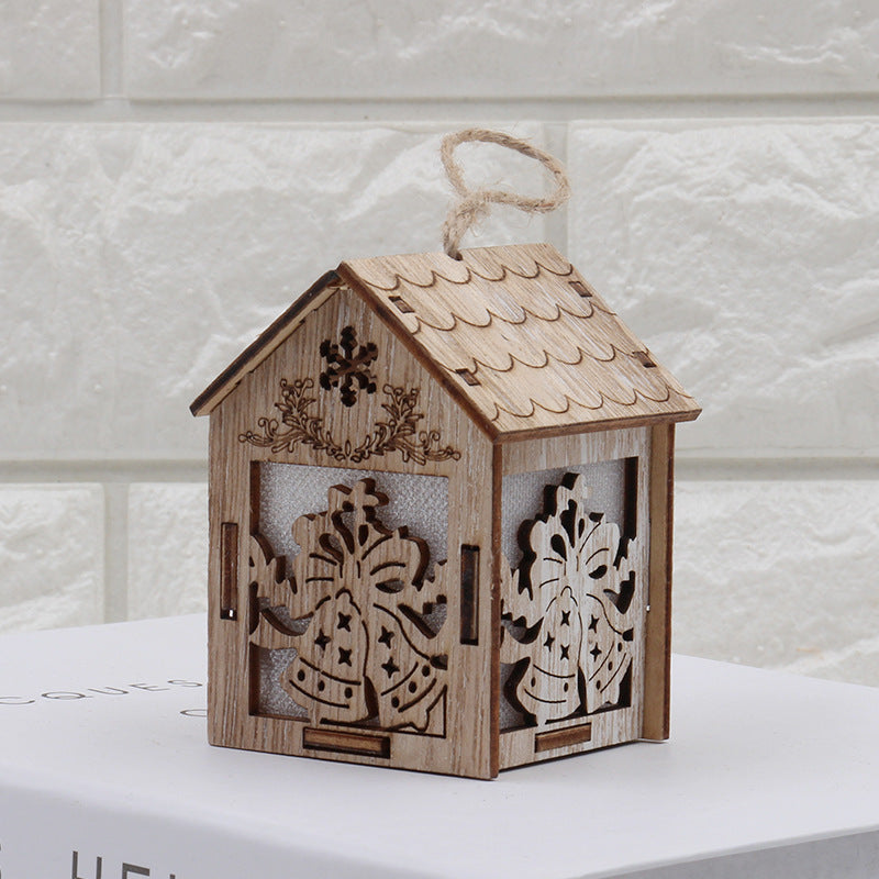 Creative Small Wooden House Christmas Decorations 1617341377061