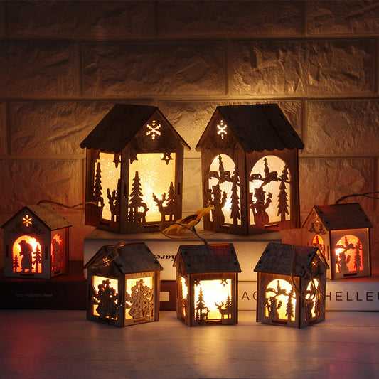 Creative Small Wooden House Christmas Decorations 1617341377062