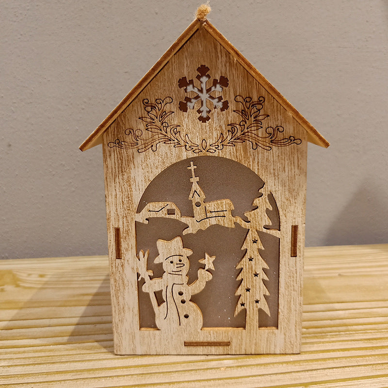 Creative Small Wooden House Christmas Decorations 1617341377510