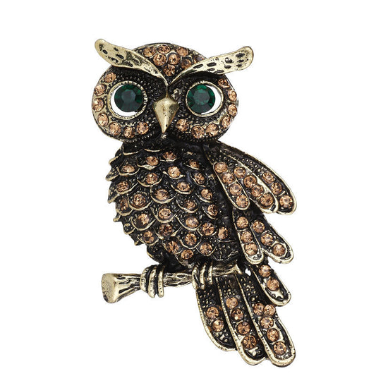 Korean Edition Animal Brooch Inlaid With Diamond Owl 1617438463932