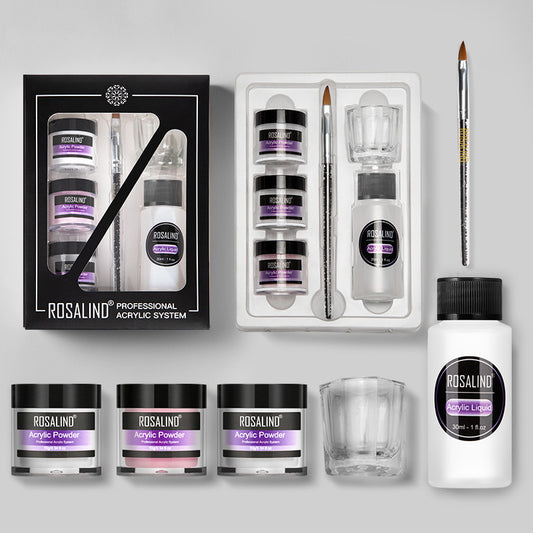 Nail Powder Acrylic System Kit Professional Nail Art Tool Set Contain Glass Cup Acrylic Liquid Extention Carving Manicure 161