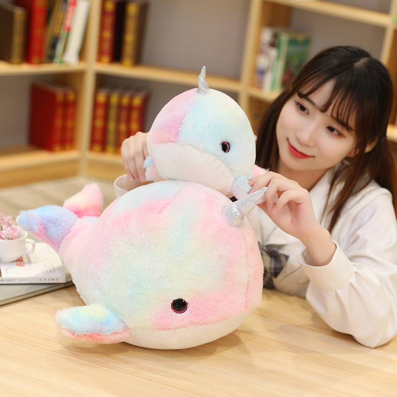 Cartoon Colorful Narwhal Plush Doll 1617448325281