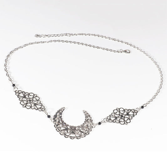 Hollow Out Moon Diamond Hair Chain